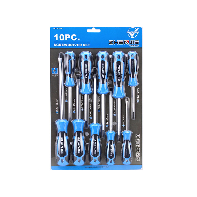 10 buc. Set de șurubelnițe Phillips Pozidriv cu mâner cu design ergonomic