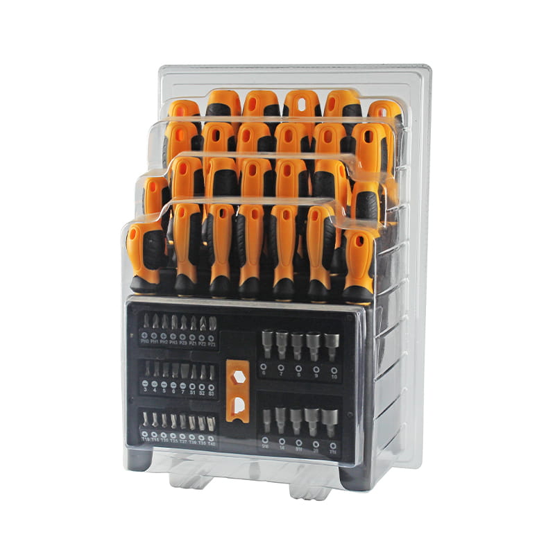 61 buc Raft din plastic și ambalaj cu blister dublu Set de șurubelnițe și piuliță