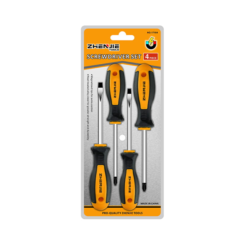 4 buc. Ambalare blister dublu Set de șurubelnițe CRV cu fante și Phillips