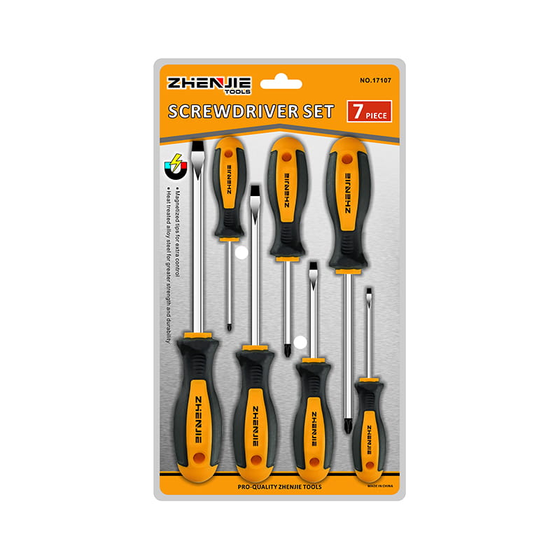 Set de șurubelnițe CRV cu crestate și 7 buc. Ambalare blister dublu