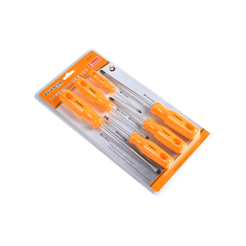 Set de șurubelnițe CRV cu 6 buc. dublu injectat cu mâner moale cu crestate și Phillips