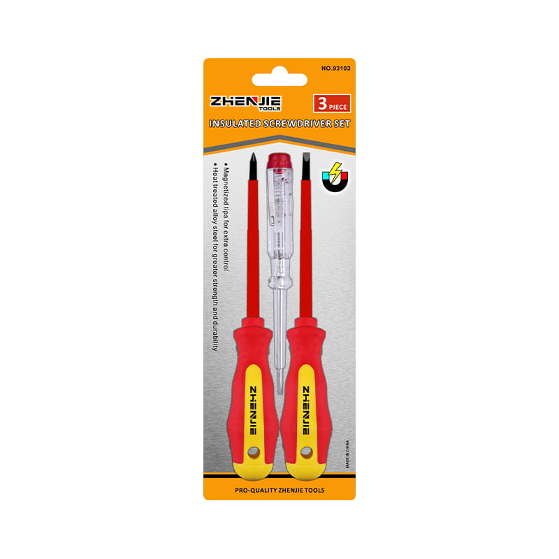 Set de 3 bucăți de șurubelnițe izolate cu vârf magnetizat cu crestat și Phillips