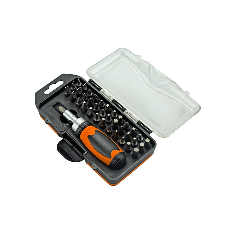 Set de biți CRV cu mâner cu clichet 38 buc