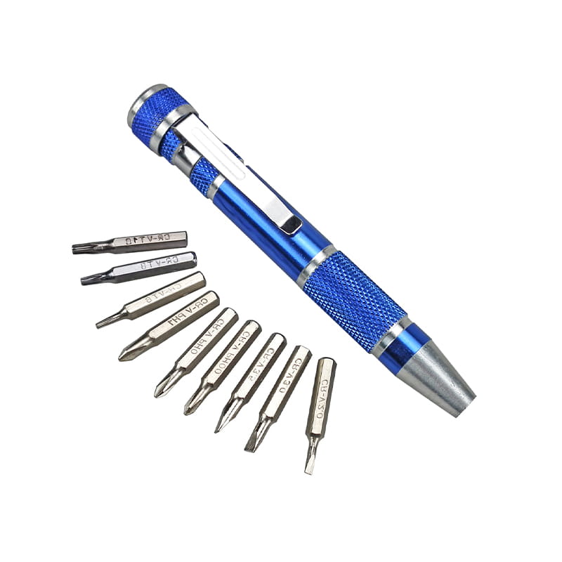 Set de bucăți de șurubelniță de buzunar din aluminiu 9 în 1
